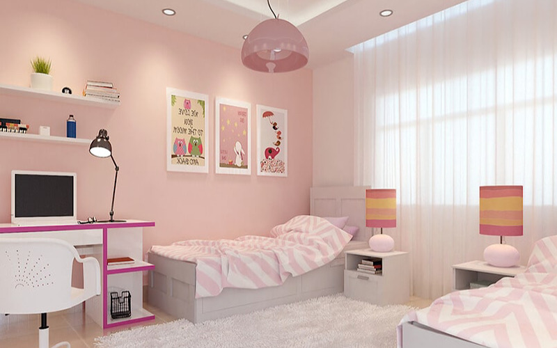 Decor phòng ngủ theo tone màu hồng