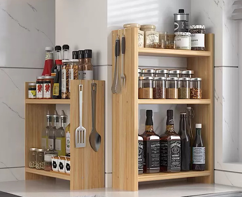 Kệ đựng gia vị bằng gỗ siêu đẹp, gọn gàng