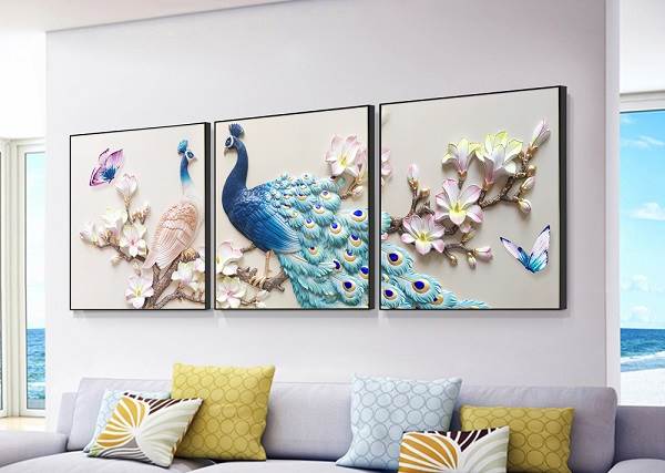 Bộ tranh treo tường hình con công đẹp