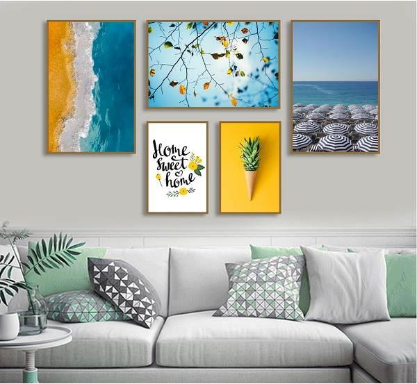 Bộ tranh decor phòng khách chủ đề du lịch